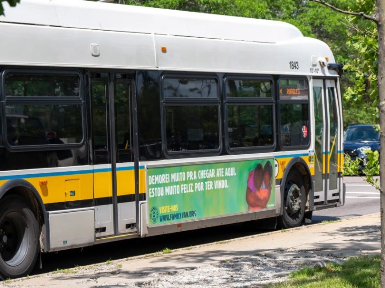 mbta bus with ad