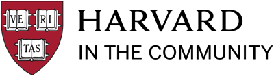 A logo that says "Harvard In the Community"