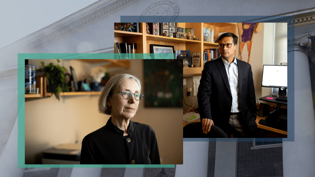 Graphic of man and woman posed looking at the camera.