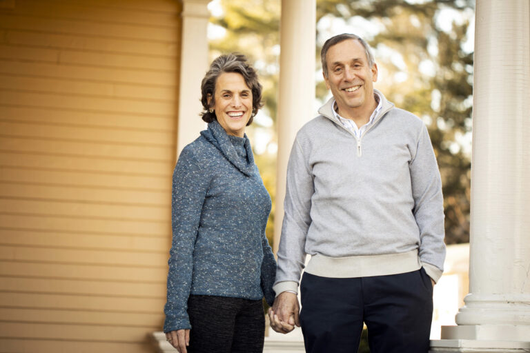 Adele and Larry Bacow smiling.