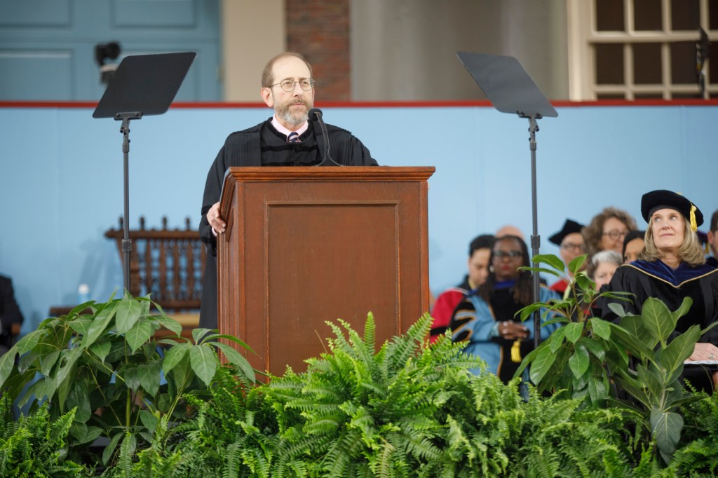 Alan Garber at the podium on Commencement day