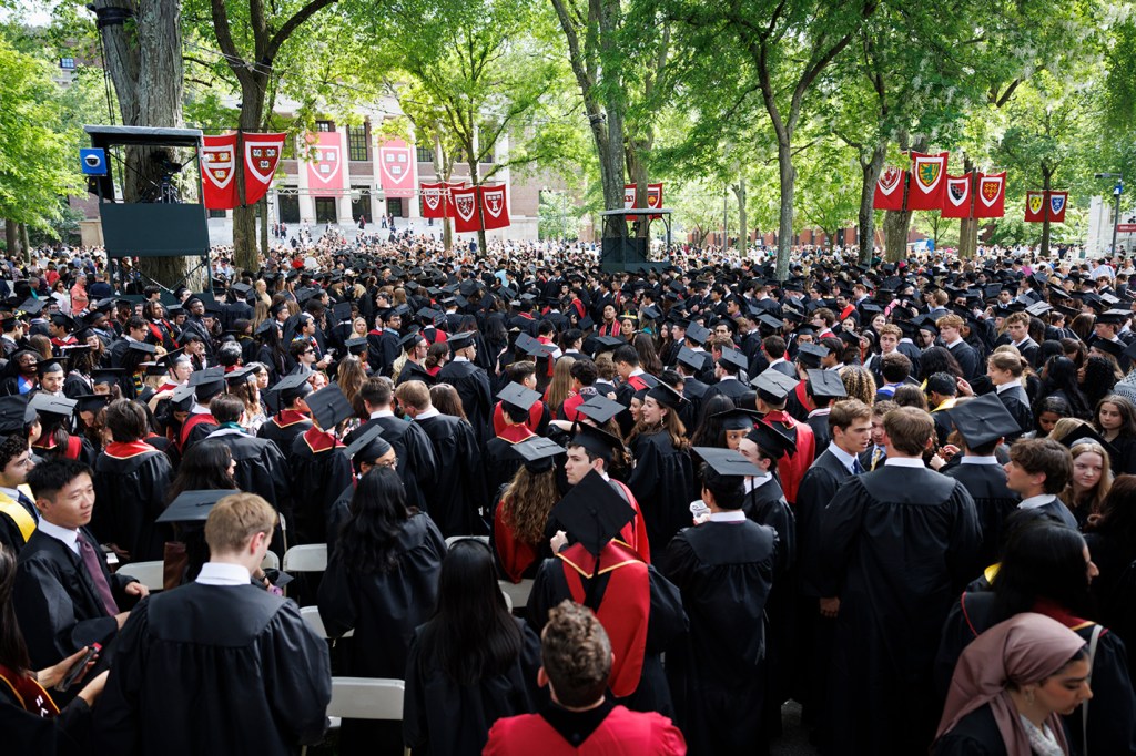 A crowd of graduating students