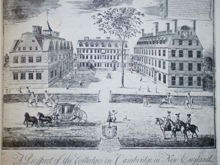 An old drawing of Harvard Yard