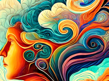 Abstract artwork of a human daydreaming